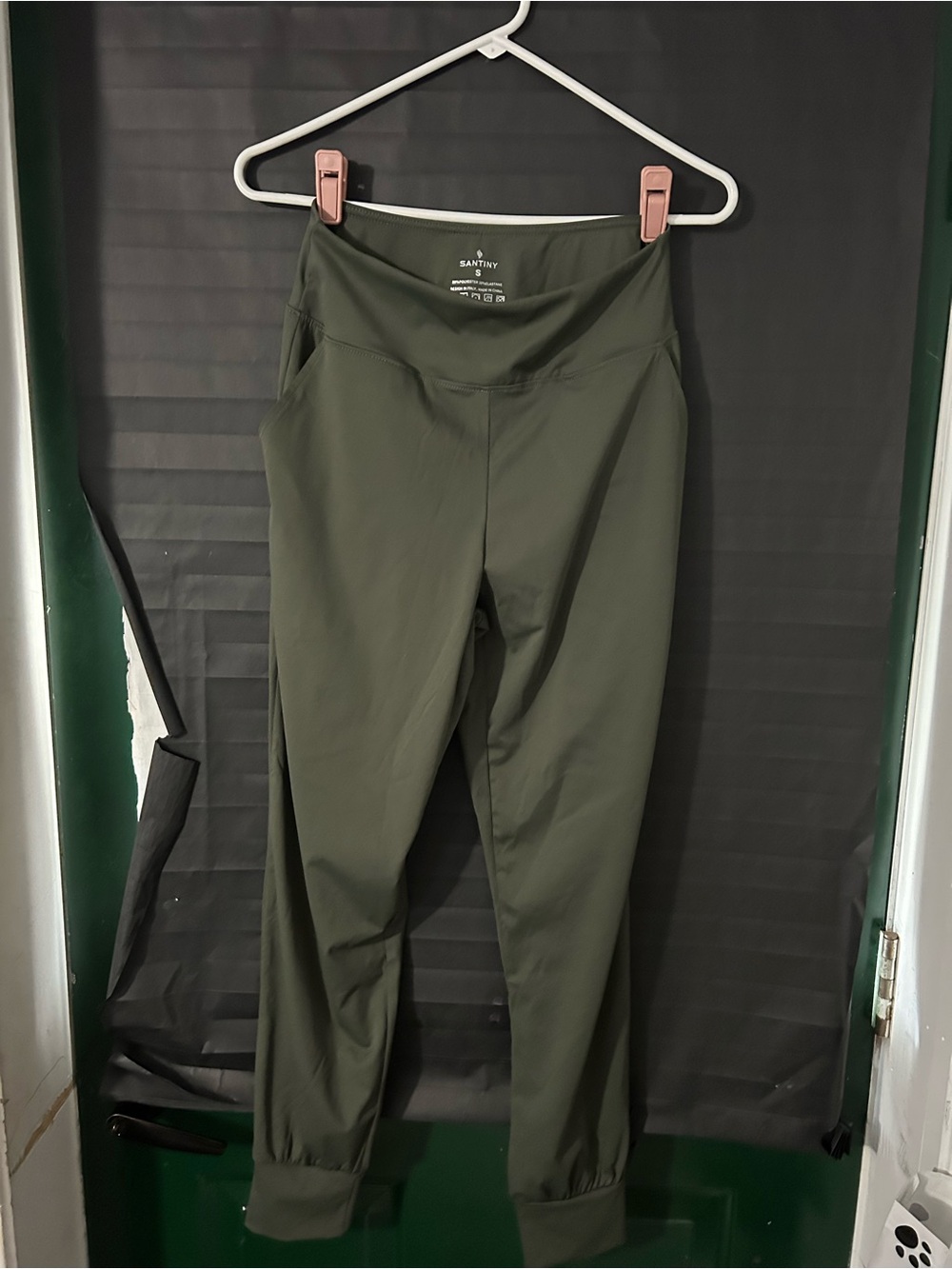 SANTINY Olive Green High-Rise Active Leggings - S